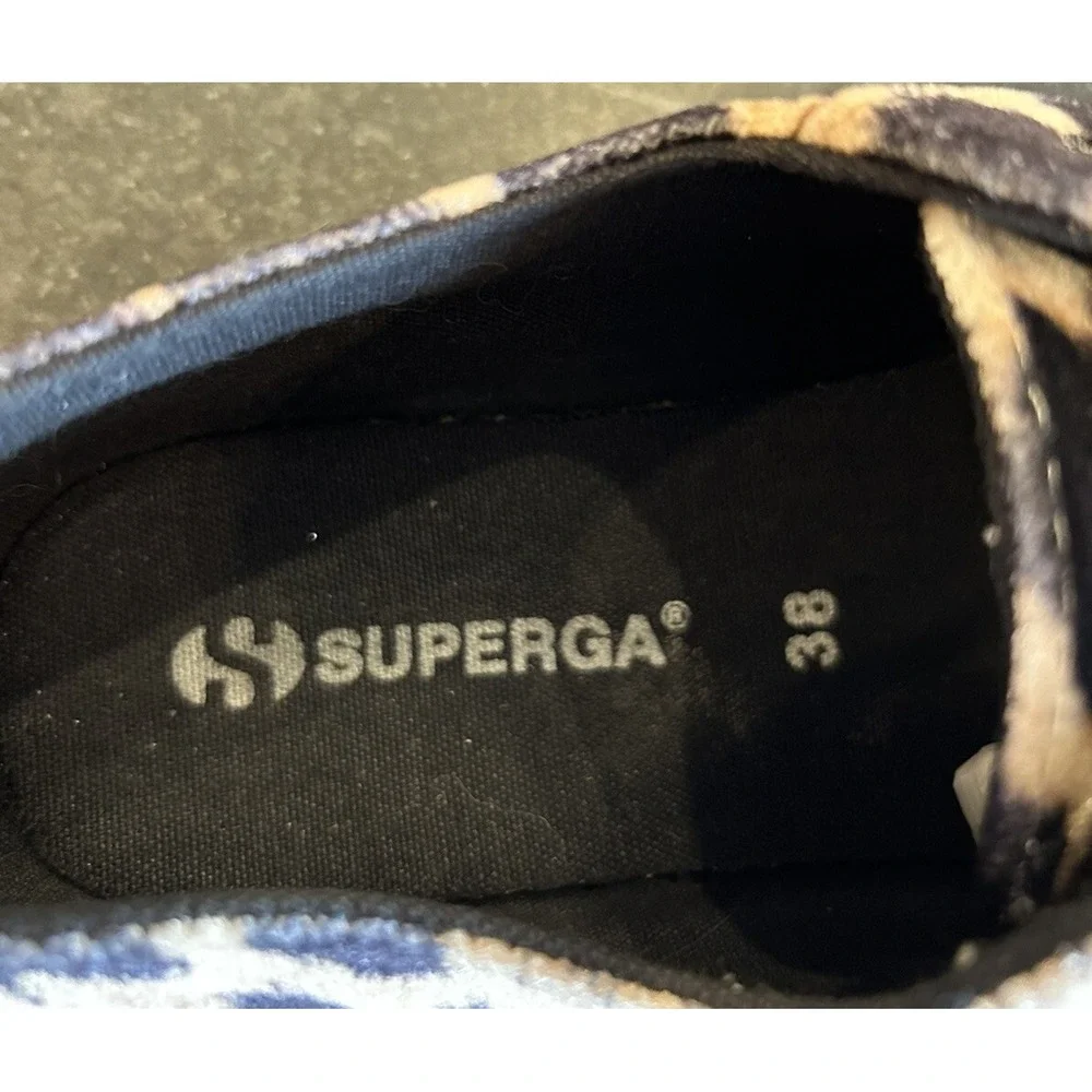 Superga 2750 FANVELVET Sneaker Leopard Velvet Print Tan‎ Black size EU 38 US 7.5